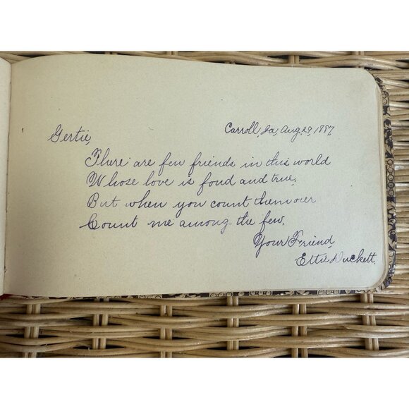 Antique 1880s Autograph Book Carroll Iowa Some Signed Pages - Picture 8 of 16